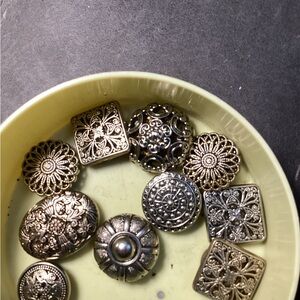 Elegant Silver and Gold Decorative Button Covers from the 20s & 30s